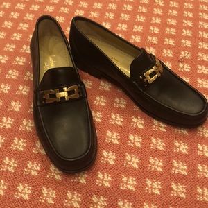 Black leather Ferragamo loafers